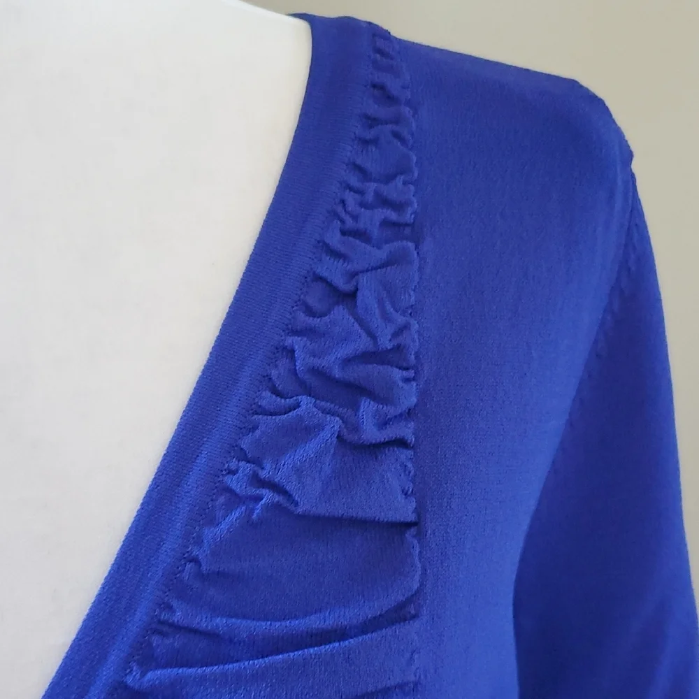 Vibrant Blue Ruched Cardigan - Picture 8 of 11
